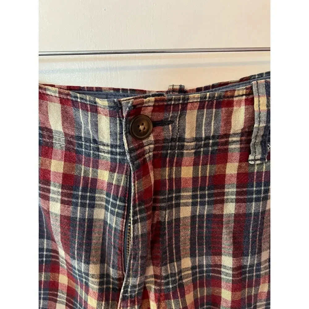 J. Crew Vintage -Bundle of 2 Madras Plaid Cotton Drawstring Shorts SZ 34​​​